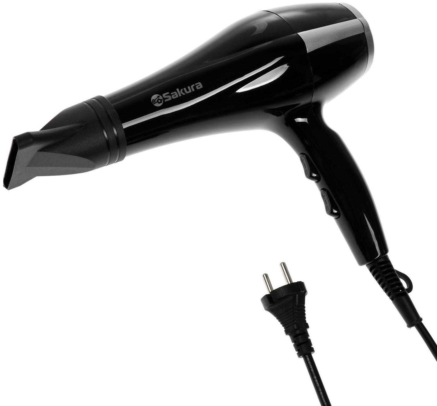Фен Sakura SA-4046BK, 1600 Вт, 2 скорости, 3 температурных режима, серебристо-чёрный