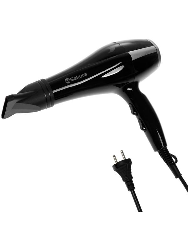 Фен Sakura SA-4046BK, 1600 Вт, 2 скорости, 3 температурных режима, серебристо-чёрный
