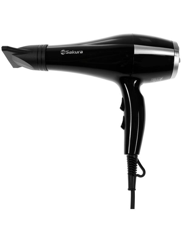 Фен Sakura SA-4046BK, 1600 Вт, 2 скорости, 3 температурных режима, серебристо-чёрный