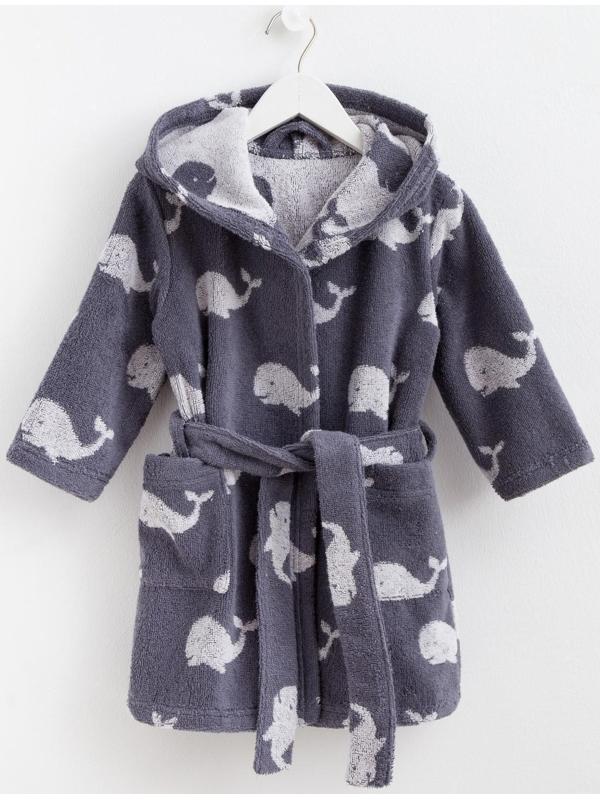 Халат махровый детский Крошка Я «Зоопарк» размер 30, цвет серый, 100% хлопок 360 г/м2