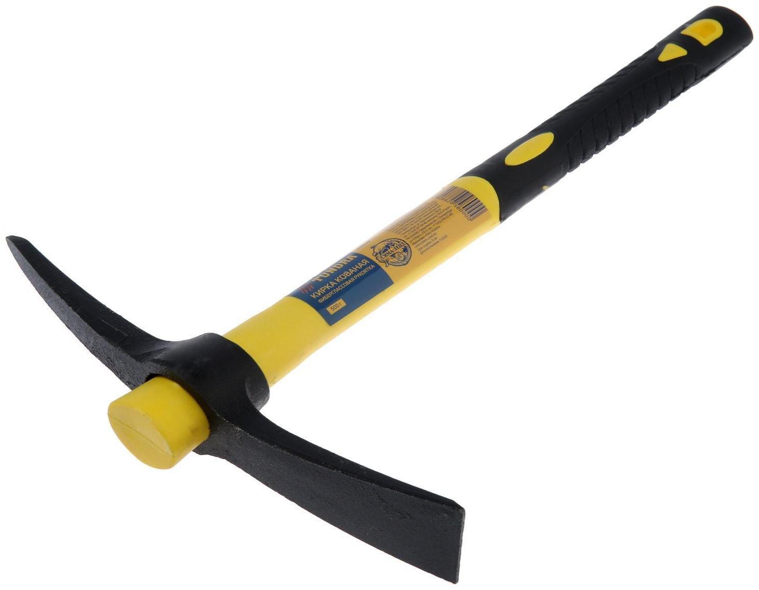 Кирка ТУНДРА, кованая, фиберглассовая рукоятка 380 мм, 500 г