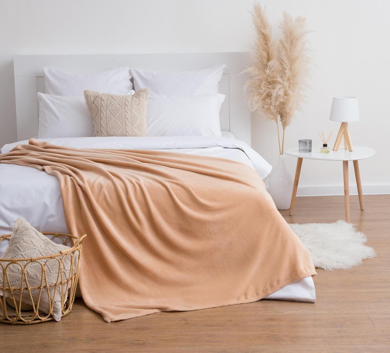 Плед Этель 150*200 см, цв. бежевый, 100% п/э, корал-флис , 220 гр/м2