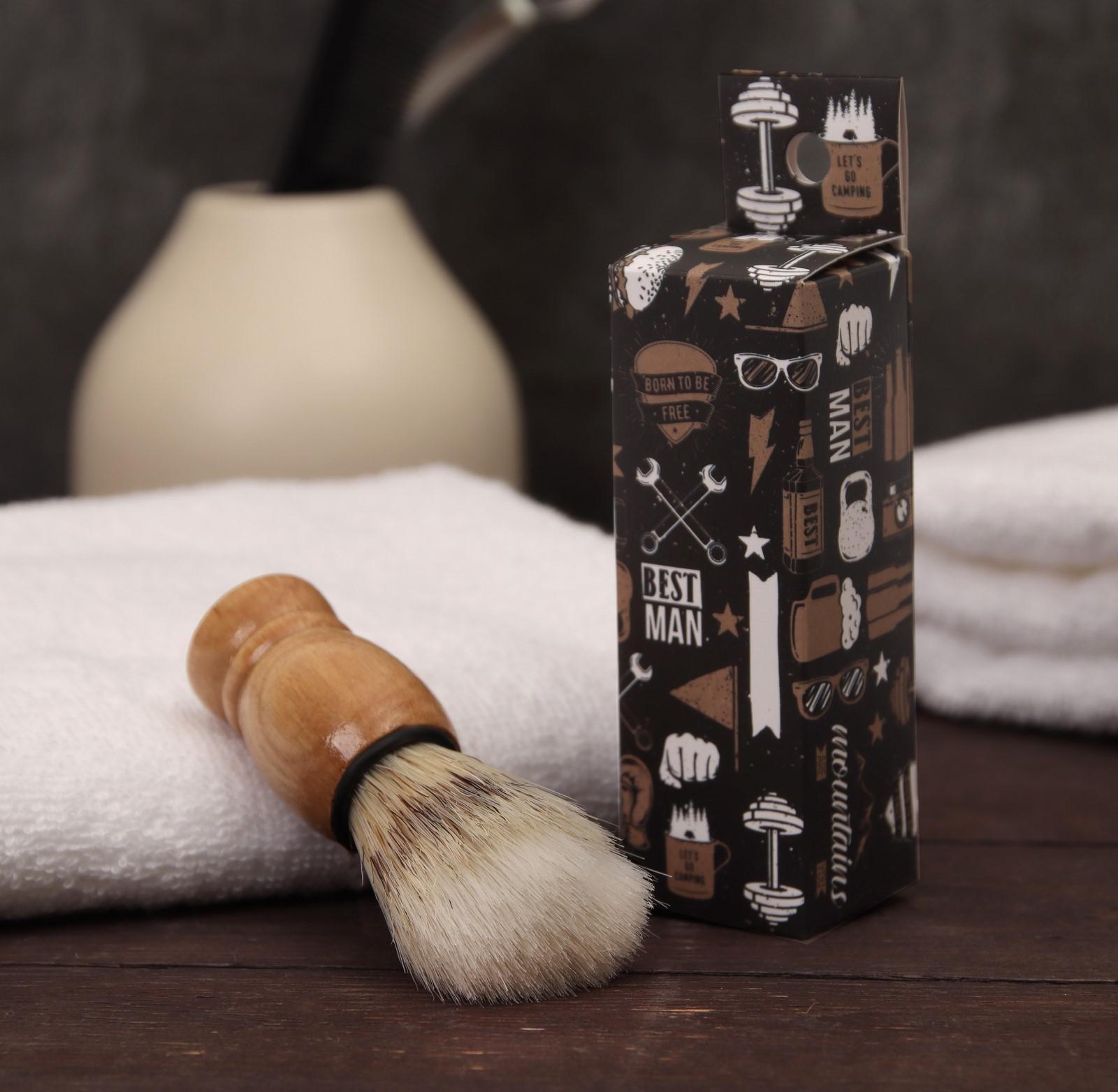 Помазок для бритья «Best man», деревянный, в картонной коробке