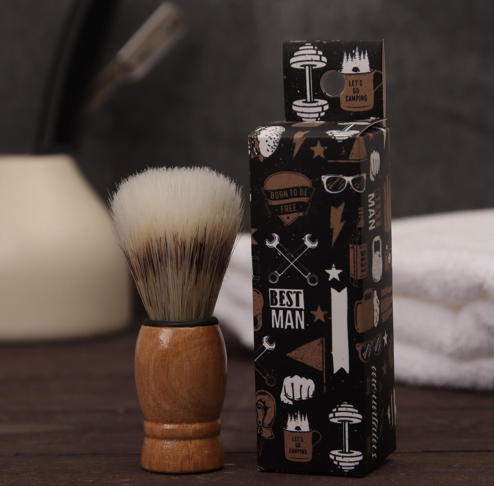 Помазок для бритья «Best man», деревянный, в картонной коробке