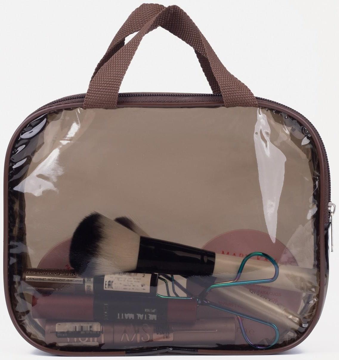 Косметичка на молнии, цвет коричневый