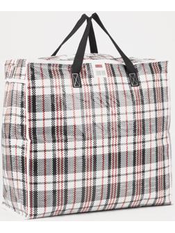 Сумка хозяйственная на молнии, 38 л, цвет белый/чёрный