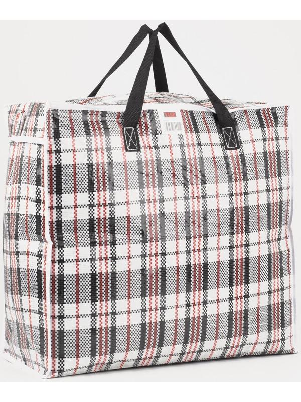 Сумка хозяйственная на молнии, 38 л, цвет белый/чёрный