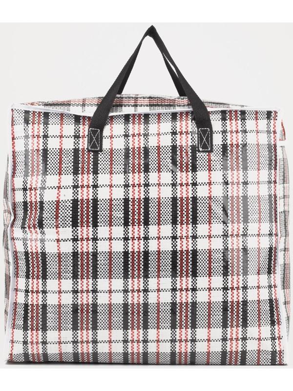 Сумка хозяйственная на молнии, 38 л, цвет белый/чёрный