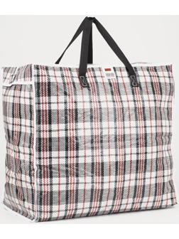 Сумка хозяйственная на молнии, 74 л, цвет белый/чёрный