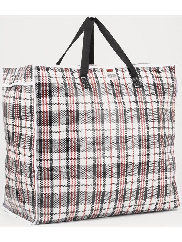 Сумка хозяйственная на молнии, 74 л, цвет белый/чёрный