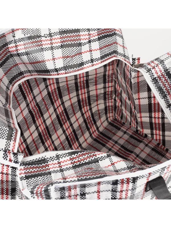 Сумка хозяйственная на молнии, 74 л, цвет белый/чёрный