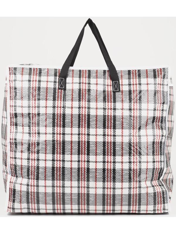 Сумка хозяйственная на молнии, 74 л, цвет белый/чёрный