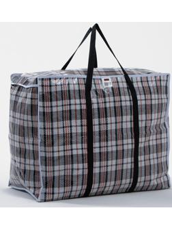 Сумка хозяйственная на молнии, 105 л, цвет белый/чёрный