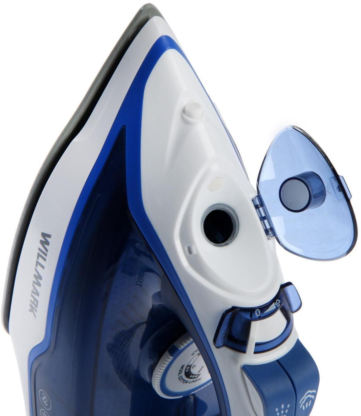 Утюг WILLMARK SI-2267CB, 2200 Вт, антипригарная подошва, 20 г/мин, 210 мл, сине-белый