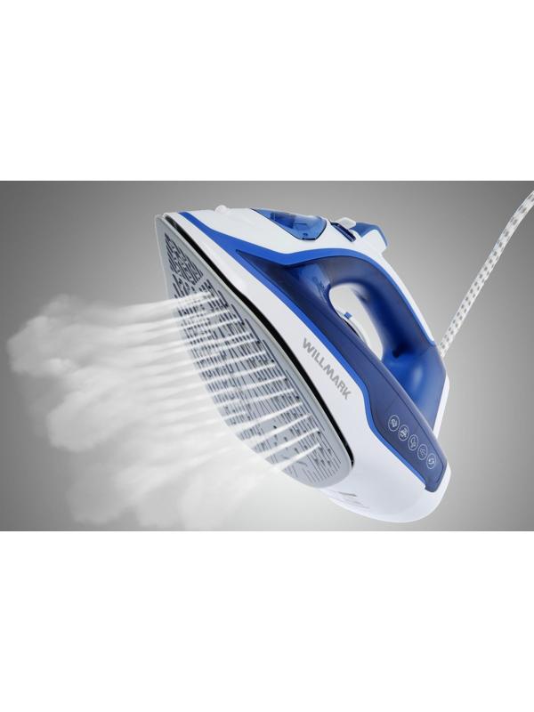 Утюг WILLMARK SI-2267CB, 2200 Вт, антипригарная подошва, 20 г/мин, 210 мл, сине-белый