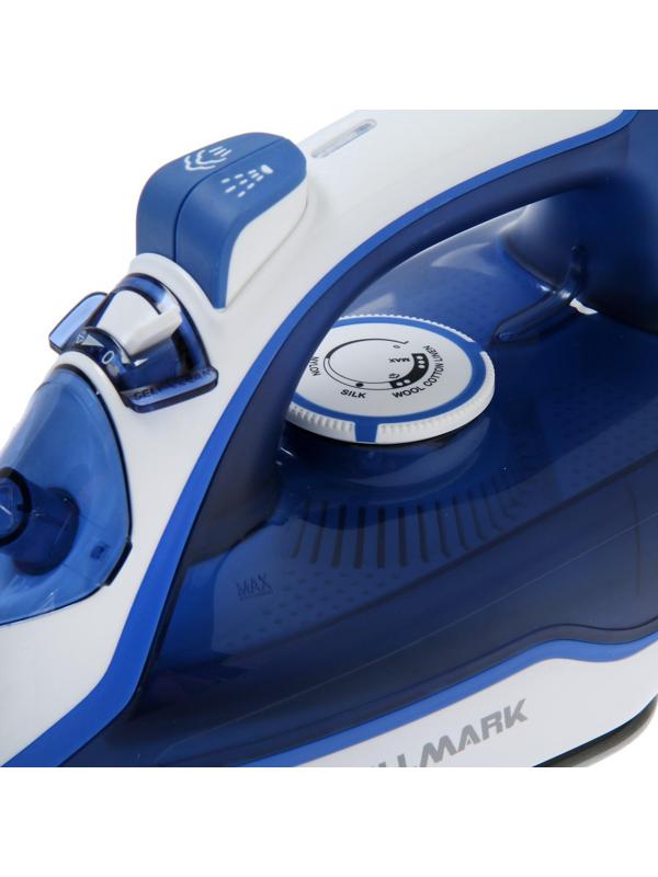Утюг WILLMARK SI-2267CB, 2200 Вт, антипригарная подошва, 20 г/мин, 210 мл, сине-белый