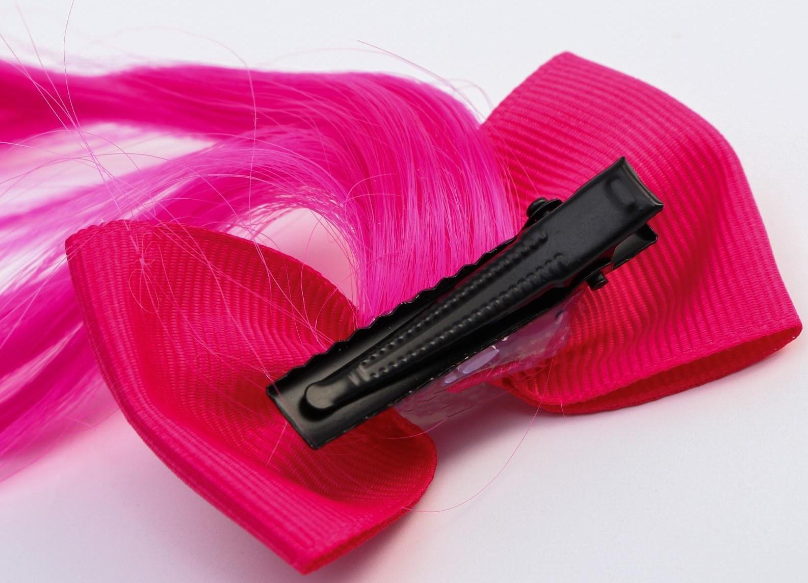 Прядь для волос бант со стразой, градиент фуксия, WINX