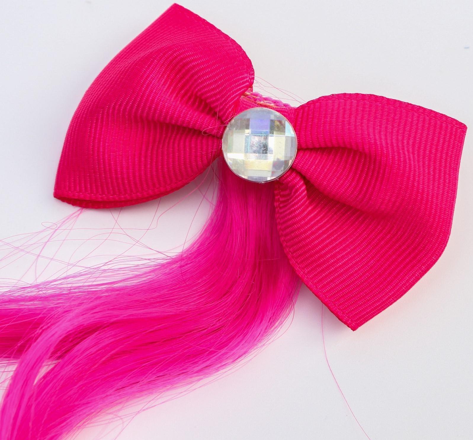 Прядь для волос бант со стразой, градиент фуксия, WINX