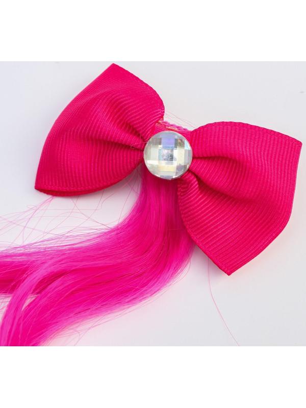 Прядь для волос бант со стразой, градиент фуксия, WINX