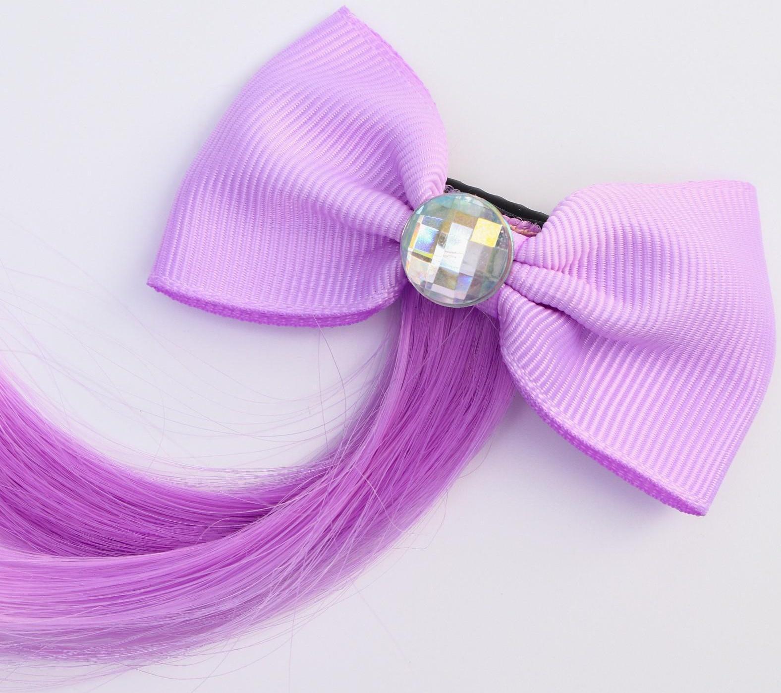 Прядь для волос бант со стразой, градиент фиолетовый, WINX