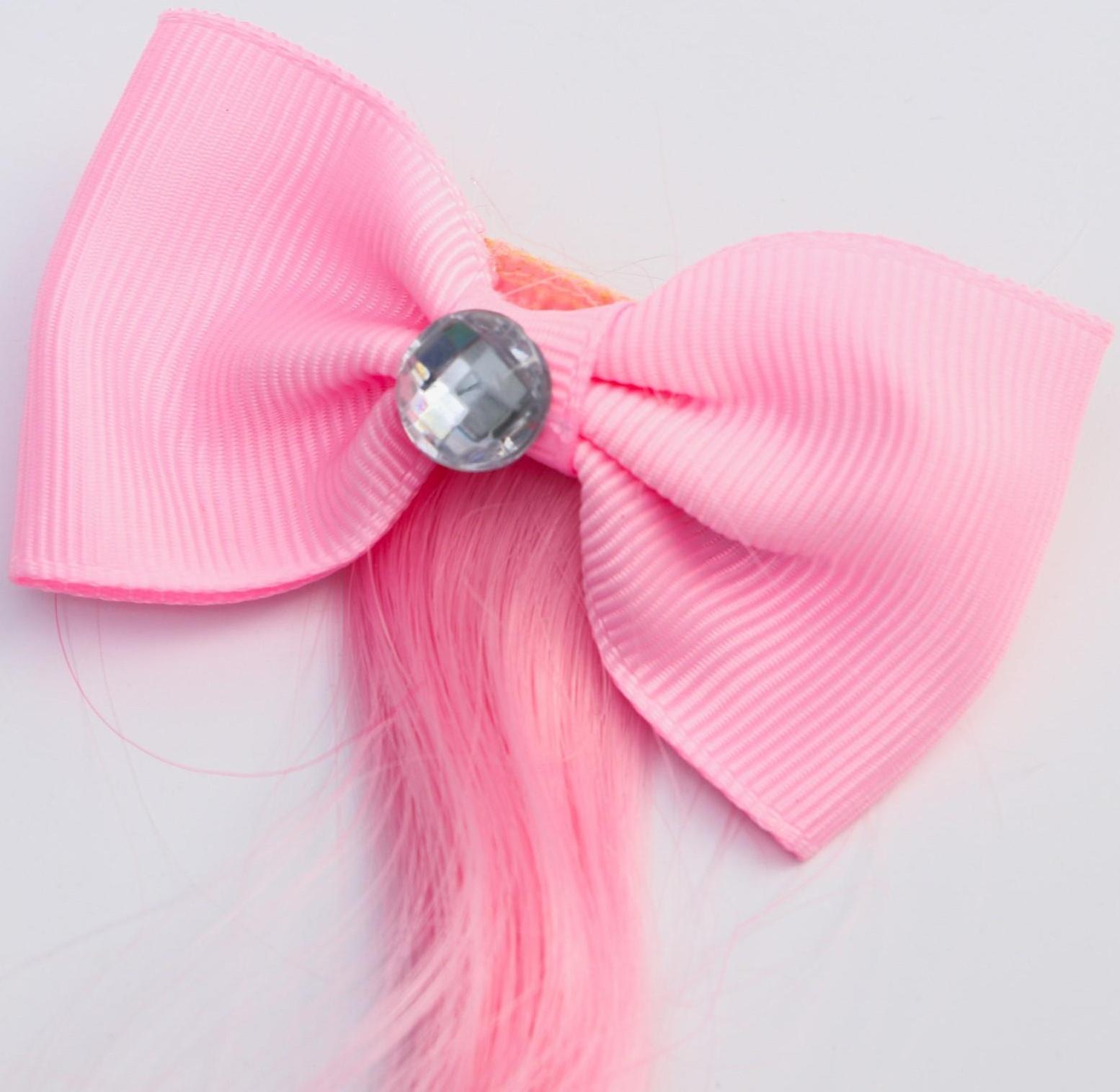 Прядь для волос бант со стразой, градиент розовый, WINX