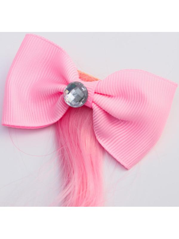 Прядь для волос бант со стразой, градиент розовый, WINX
