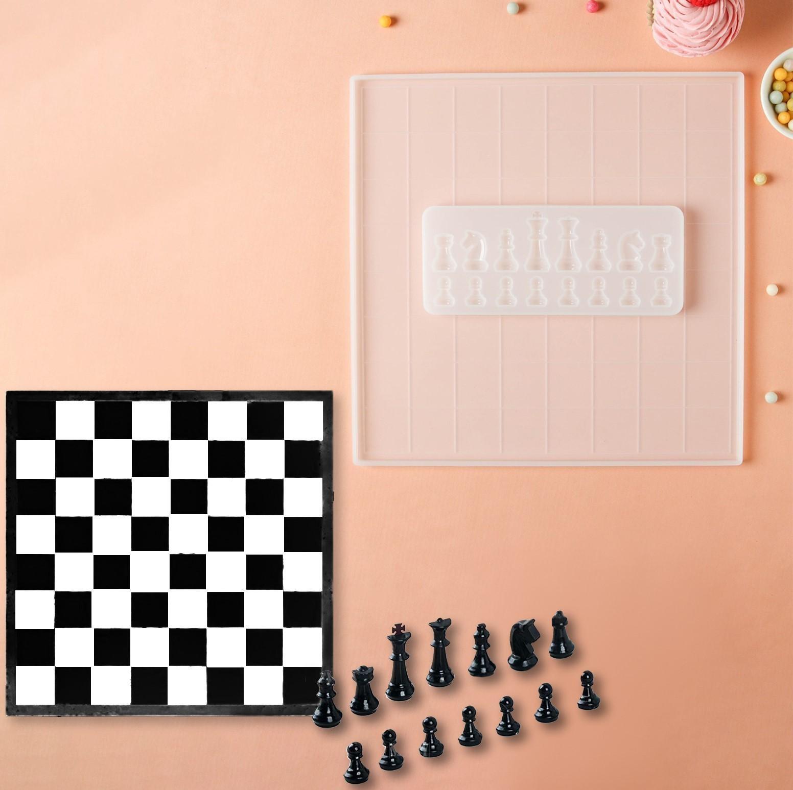 Набор молдов кондитерских «Шахматы», 2 шт: доска 31×1 см, 20,5×8,5×1 см, цвет прозрачный