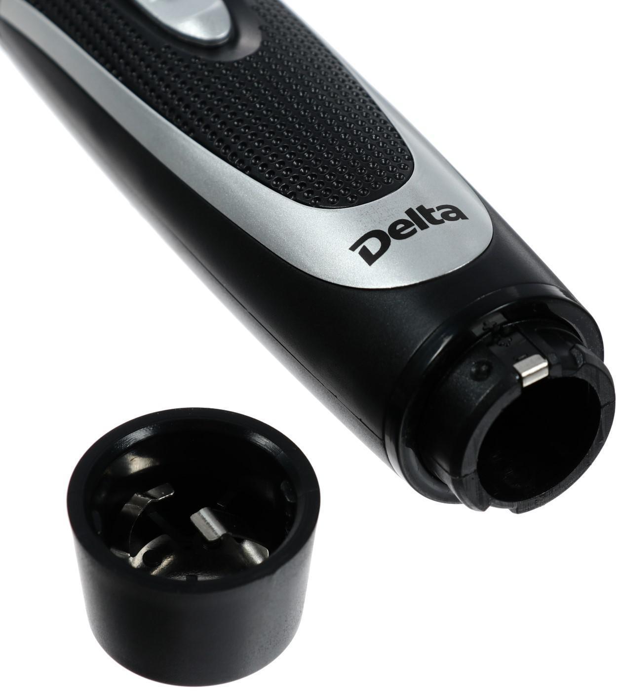 Триммер DELTA DL-4301, для ушей/бороды, 2 Вт, 2 насадки, серебристо-чёрный