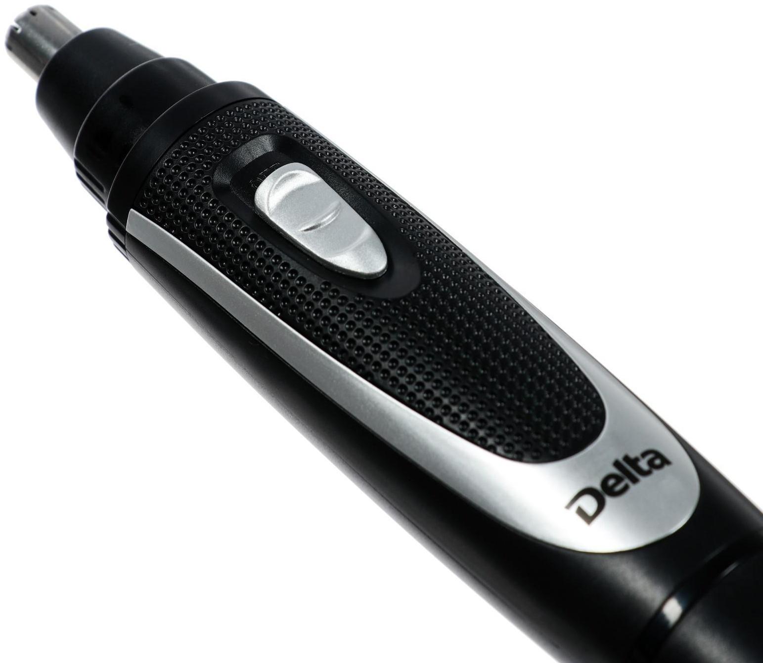 Триммер DELTA DL-4301, для ушей/бороды, 2 Вт, 2 насадки, серебристо-чёрный
