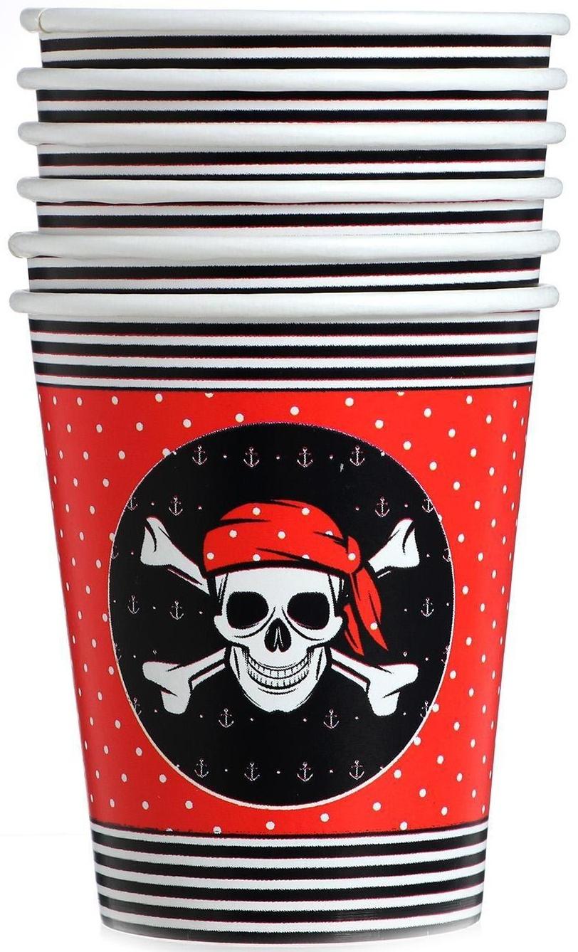 Набор бумажной посуды «Пиратская», 6 стаканов, 6 тарелок