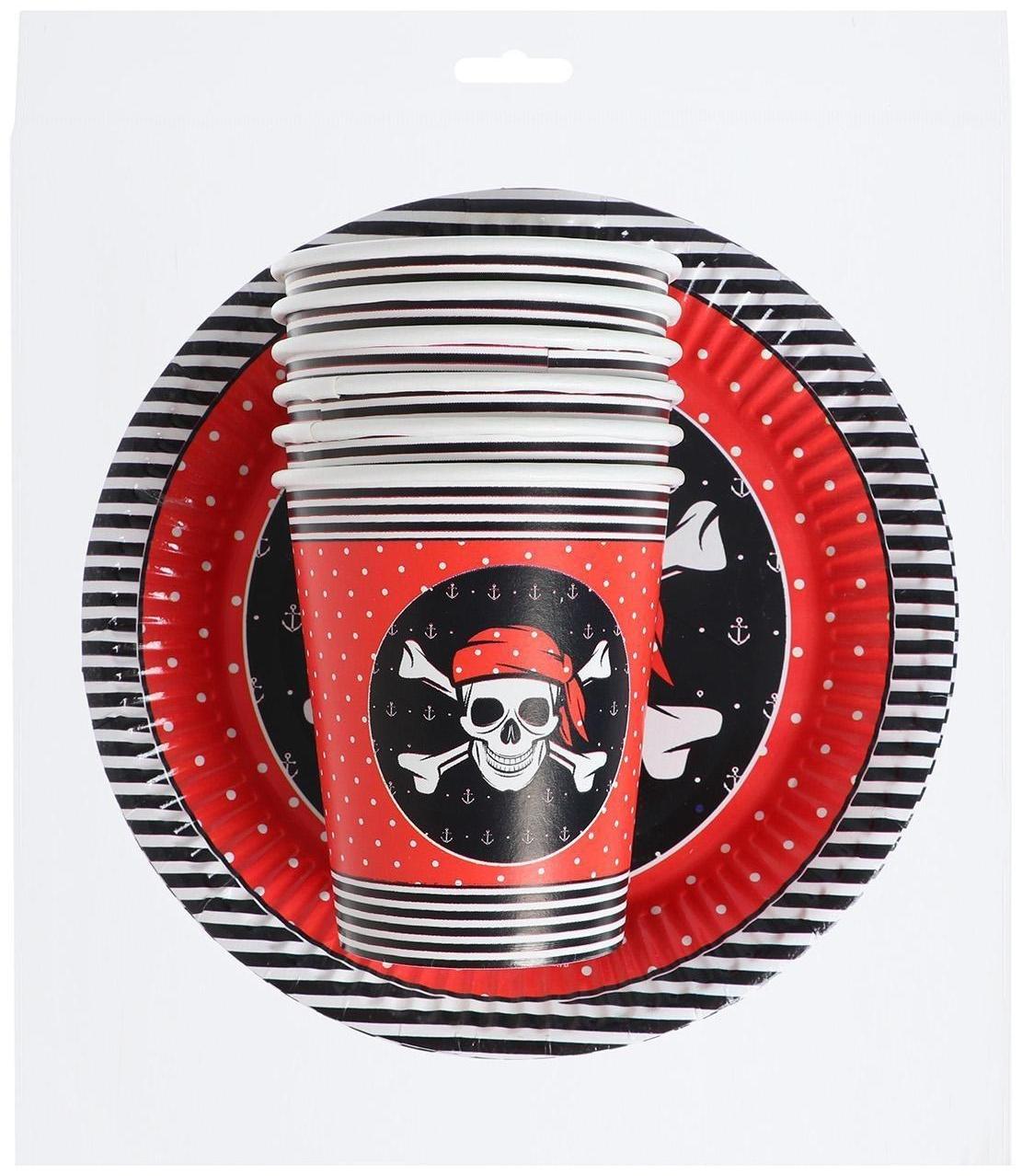Набор бумажной посуды «Пиратская», 6 стаканов, 6 тарелок