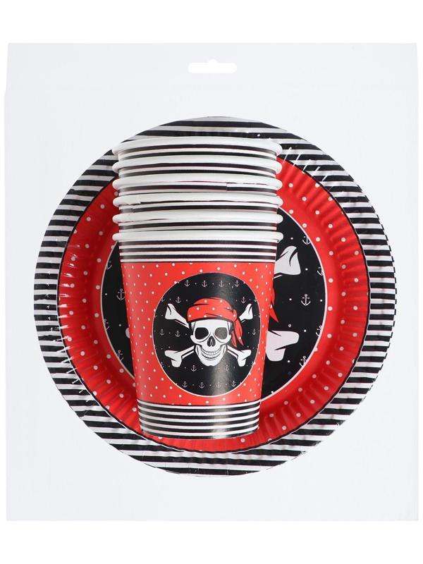 Набор бумажной посуды «Пиратская», 6 стаканов, 6 тарелок