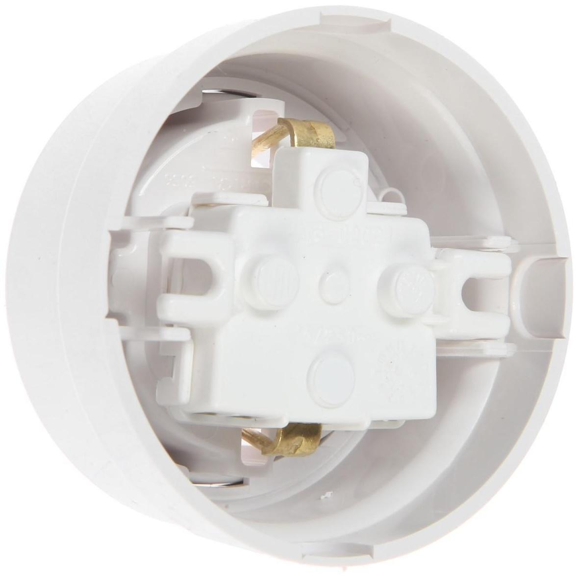 Розетка BYLECTRICA Ретро РА16-0202, 16А, одномест., наруж., с з/к, без крышки, IP20, белая