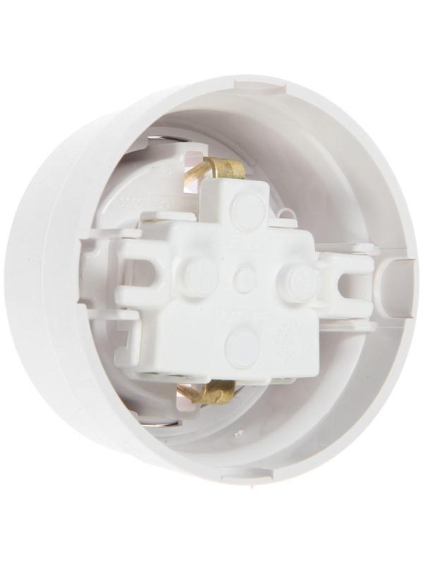 Розетка BYLECTRICA Ретро РА16-0202, 16А, одномест., наруж., с з/к, без крышки, IP20, белая