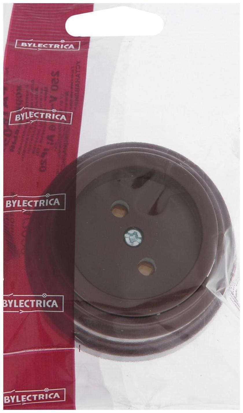 Розетка BYLECTRICA Ретро РА16-0201, 16А, одномест., наруж., без з/к, без крышки,IP20, корич.