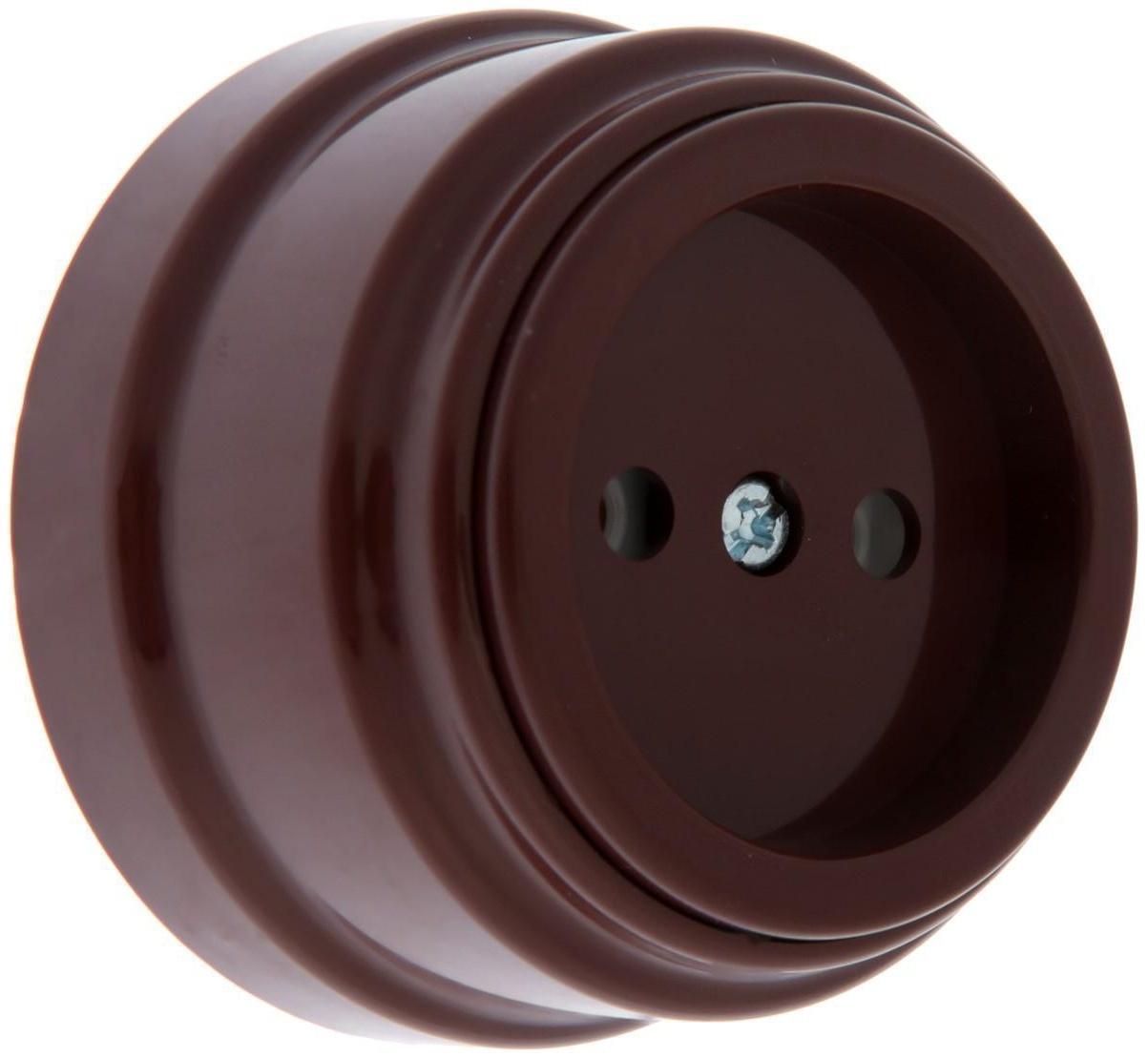 Розетка BYLECTRICA Ретро РА16-0201, 16А, одномест., наруж., без з/к, без крышки,IP20, корич.