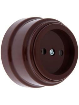 Розетка BYLECTRICA Ретро РА16-0201, 16А, одномест., наруж., без з/к, без крышки,IP20, корич.