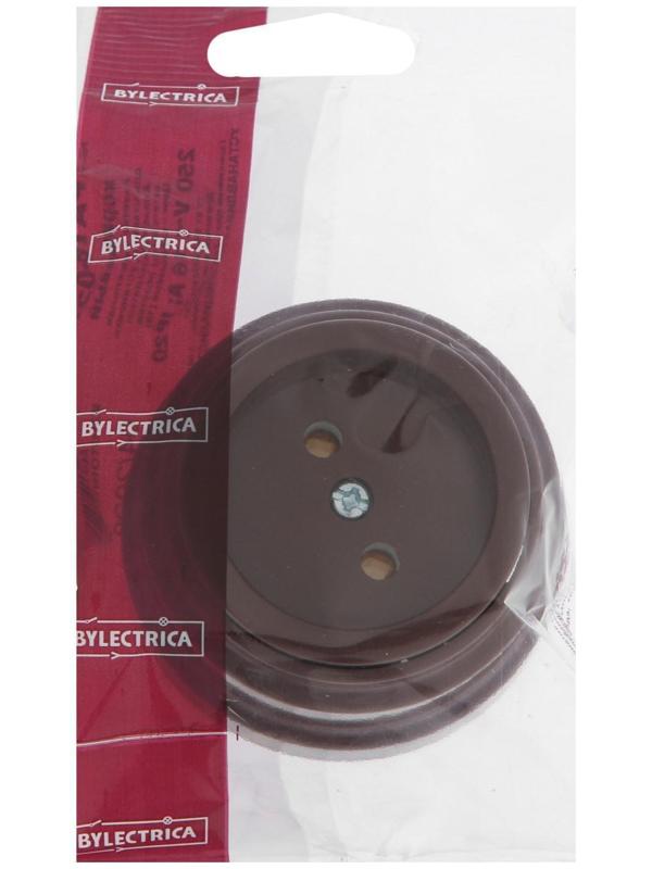 Розетка BYLECTRICA Ретро РА16-0201, 16А, одномест., наруж., без з/к, без крышки,IP20, корич.