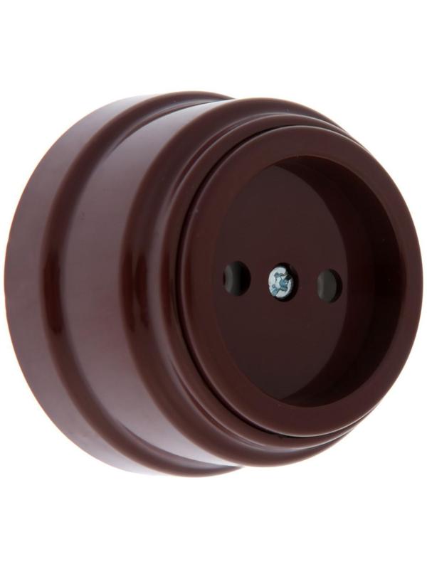 Розетка BYLECTRICA Ретро РА16-0201, 16А, одномест., наруж., без з/к, без крышки,IP20, корич.