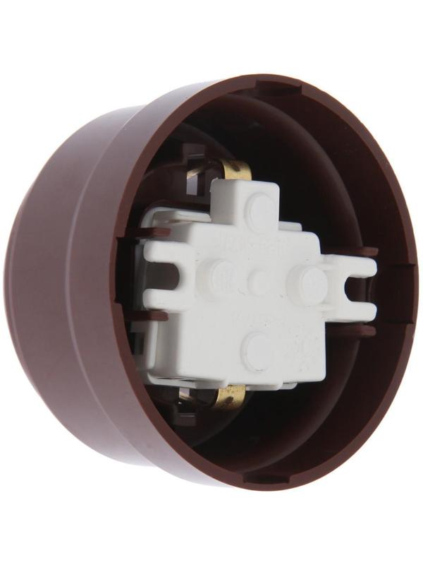 Розетка BYLECTRICA Ретро РА16-0206, 16А, одномест., наруж., с з/к, со штор., IP20, корич.