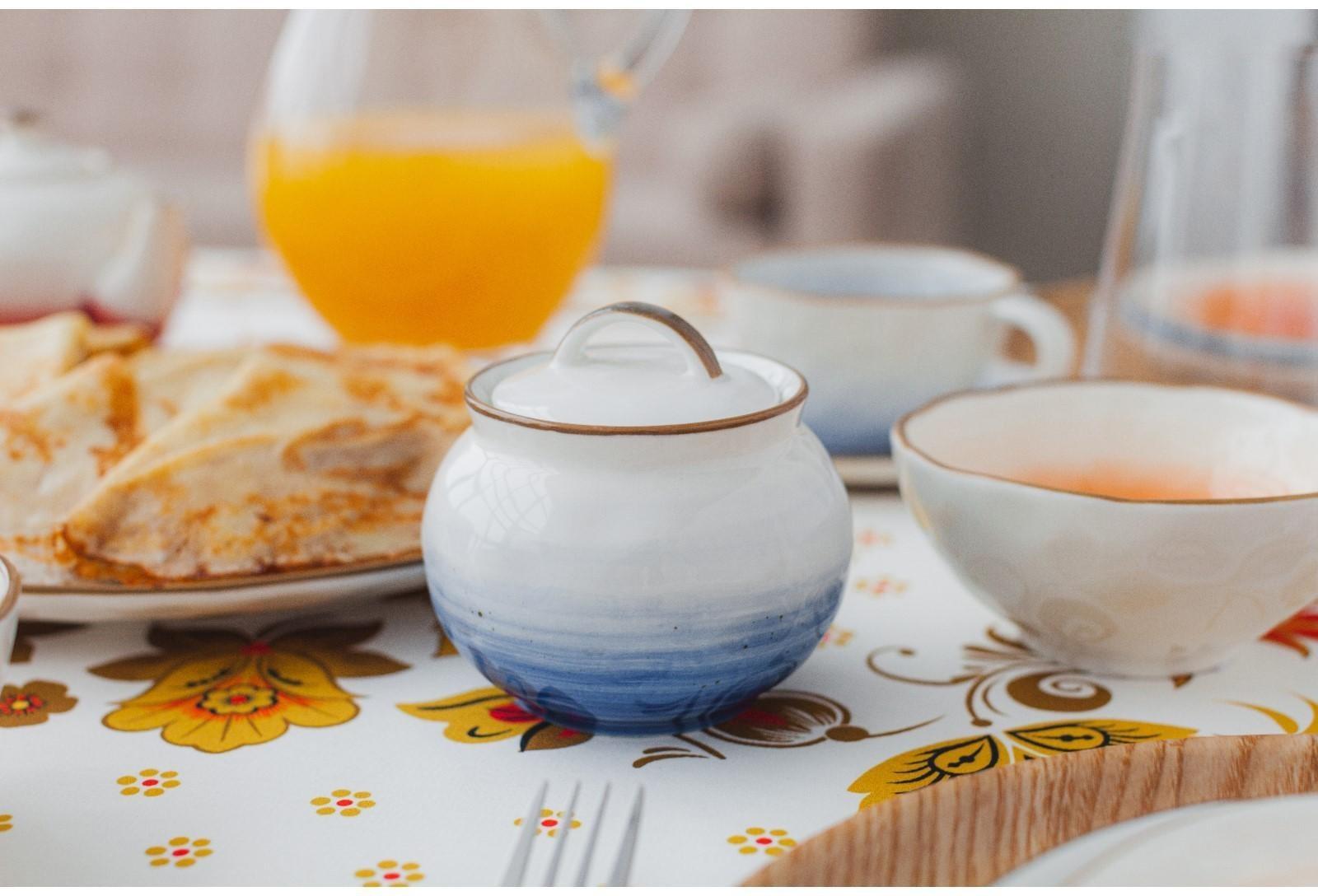 Сахарница керамическая Доляна «Космос», 400 мл, с крышкой, цвет синий