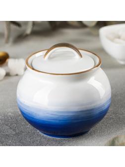 Сахарница керамическая Доляна «Космос», 400 мл, с крышкой, цвет синий