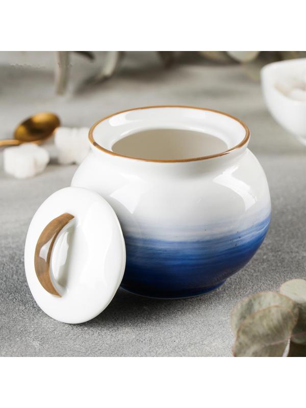 Сахарница керамическая Доляна «Космос», 400 мл, с крышкой, цвет синий