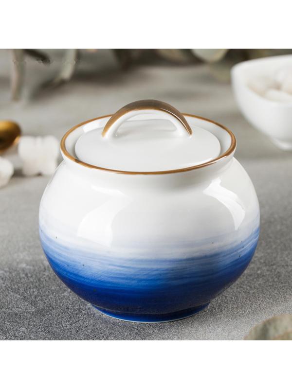 Сахарница керамическая Доляна «Космос», 400 мл, с крышкой, цвет синий