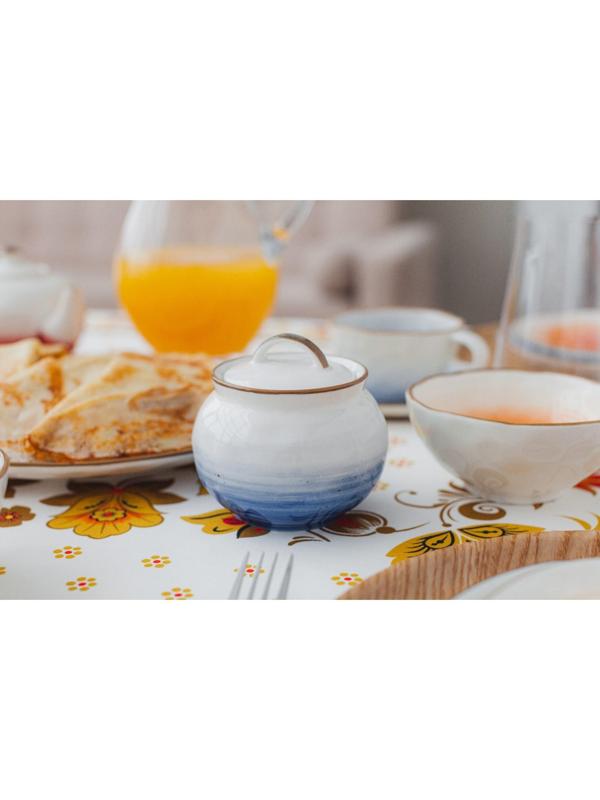 Сахарница керамическая Доляна «Космос», 400 мл, с крышкой, цвет синий