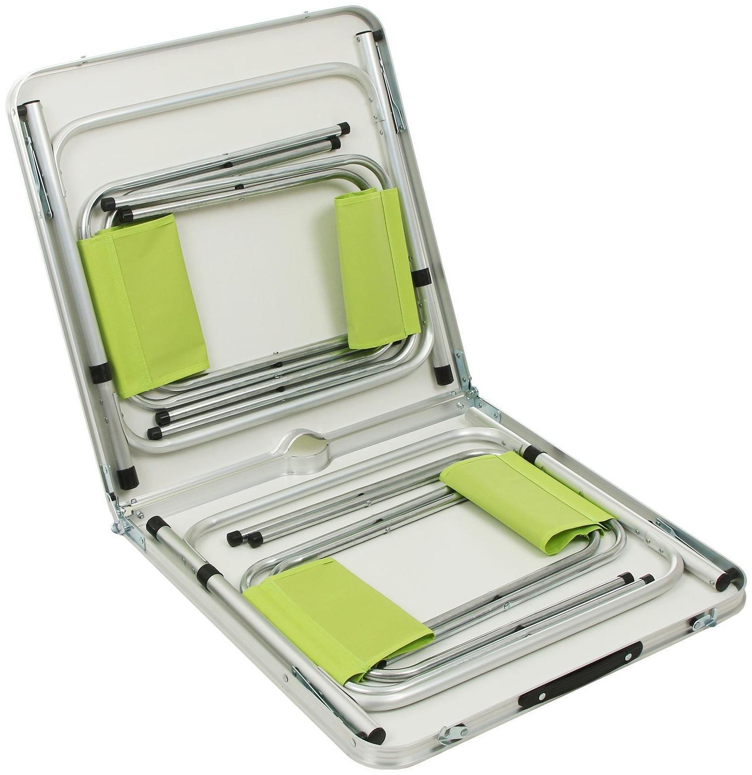 Набор мебели туристической (стол 120х60х55/60/70 см, стул 29х35х30 см), цвет салатовый