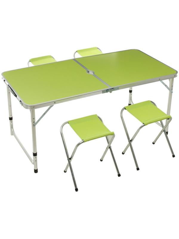 Набор мебели туристической (стол 120х60х55/60/70 см, стул 29х35х30 см), цвет салатовый