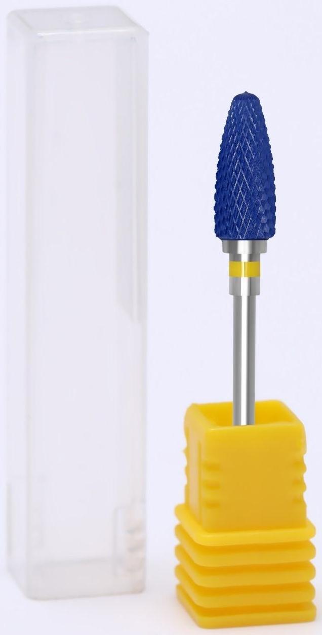 Фреза керамическая для маникюра «Кукуруза», супер мелкая нарезка, 6 × 15 мм, в пластиковом футляре, цвет синий
