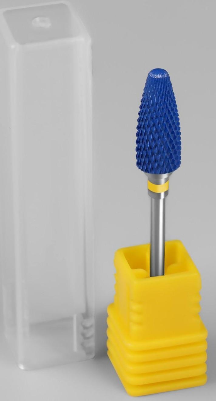 Фреза керамическая для маникюра «Кукуруза», супер мелкая нарезка, 6 × 15 мм, в пластиковом футляре, цвет синий