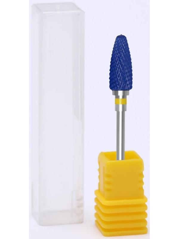 Фреза керамическая для маникюра «Кукуруза», супер мелкая нарезка, 6 × 15 мм, в пластиковом футляре, цвет синий